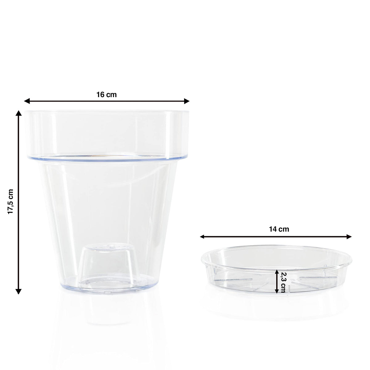 Kalapanta Clear Plastic Orchid Pot with Drainage Holes and Saucer (5, 16 cm Diameter)