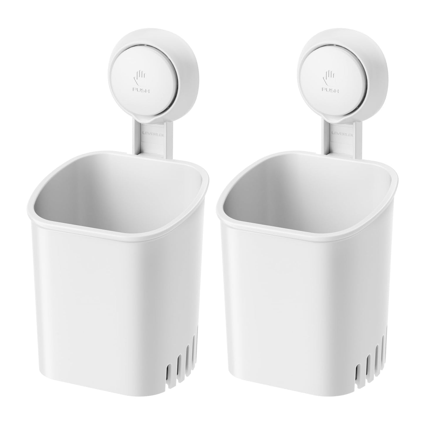 LEVERLOC Toothbrush Holder Wall Mounted 2 Pack, MAX Hold 3 KG, Shower Razor Organizer, Suction Cup Toothbrush Holder for Bathroom, No Drilling,