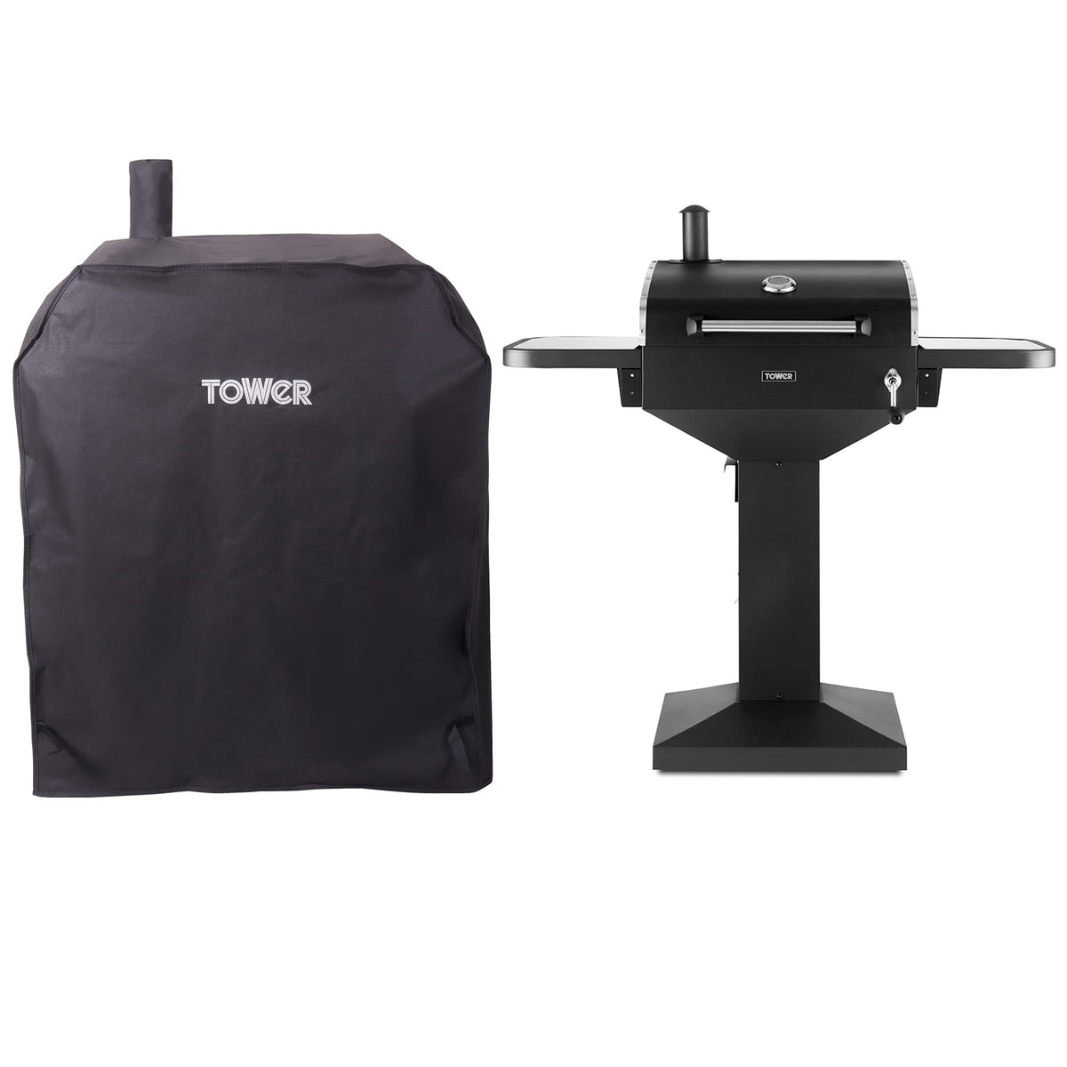 Tower Grill Cover for Solo BBQ and Most Pedestal Barbecues, Waterproof and Windproof, Black