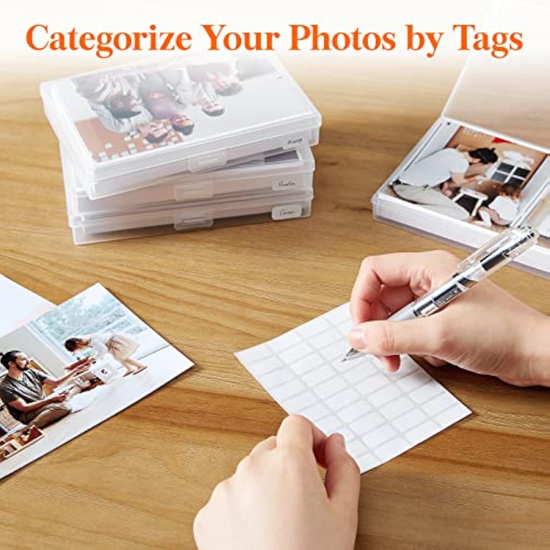 Lifewit Photo Storage Box 4" x 6" Photo Case, 36 pcs Inner Photo Keeper, Clear Photo Boxes Storage, Plastic Photo Organizer for Seed, Cards, Craft, Stickers with 1 Sheet Label, 2 Pack