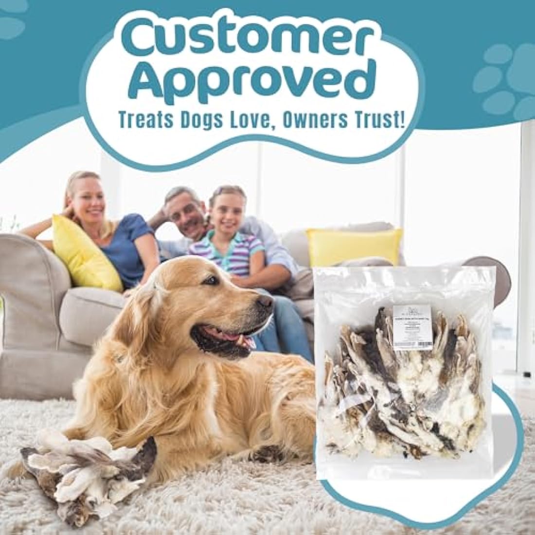 Rabbit Ears with Fur for Dogs - (1kg, 70-85 Ears), Premium Hypoallergenic, 100% Natural Raw Dog Treats, For All Large, Small, Adults & Puppies - UK COMPANY