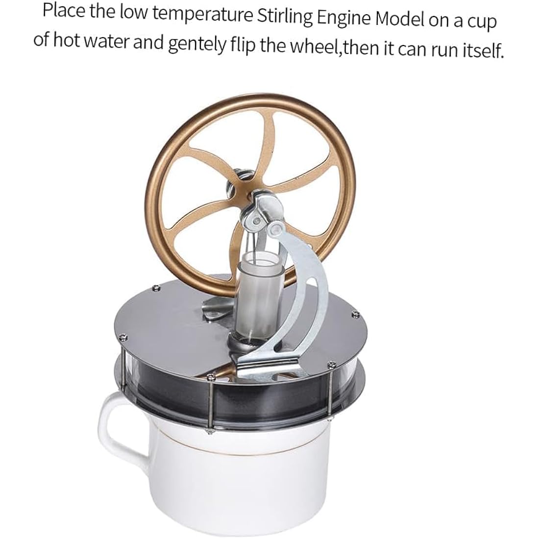 Regun Low Temperature Stirling Engine Model, Steam Heat Electricity Generator Machine Education Model Toy, for Kids Craft Ornament, Birthday, New Year Gift, Education Model DIY Kit