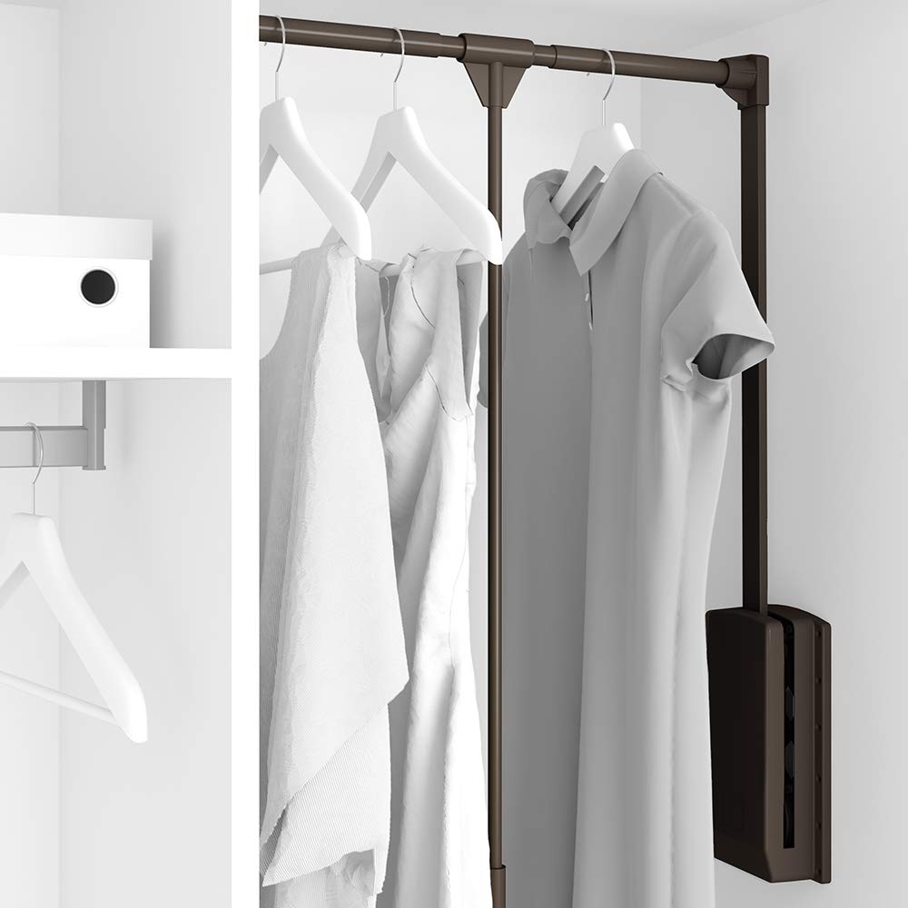 Emuca - Hang Pull Down Wardrobe Rail Lift, Adjustable Width 830-1150 mm (32,67-45,27 inch), Chromed