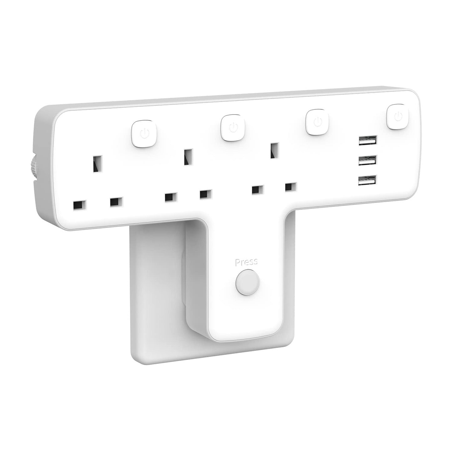 Plug Adapter, Mscien 3 Way Extension Plug with 3 USB, Plug Extension Socket with Independent Switches, Multi Plug Adaptor UK Built-in Surge Protector