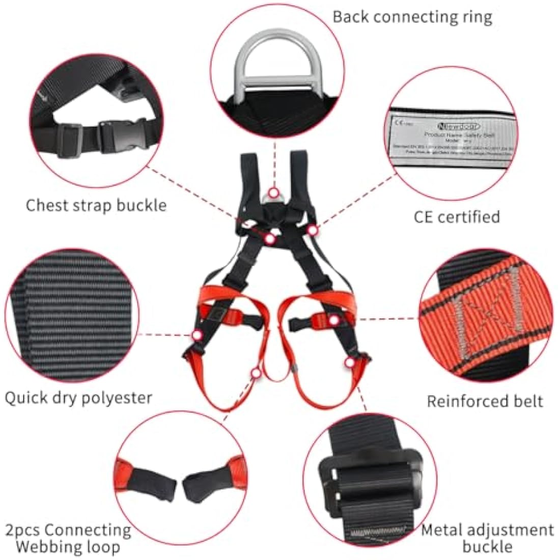 NewDoar Climbing Harness CE Certification Rock Climbing Rappelling Equipment Full Body Harness Guard Protect Rappelling Rescuing Equipment