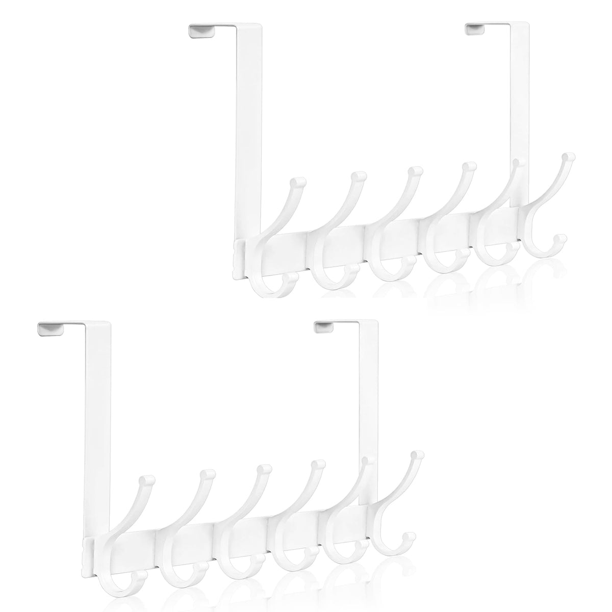 Optish Over The Door Hooks, Door Hanger Hook, Over The Doors Towel Rack for Bathroom, Doors Towel Hanger for Hanging Coats Hats (2Pack,White)