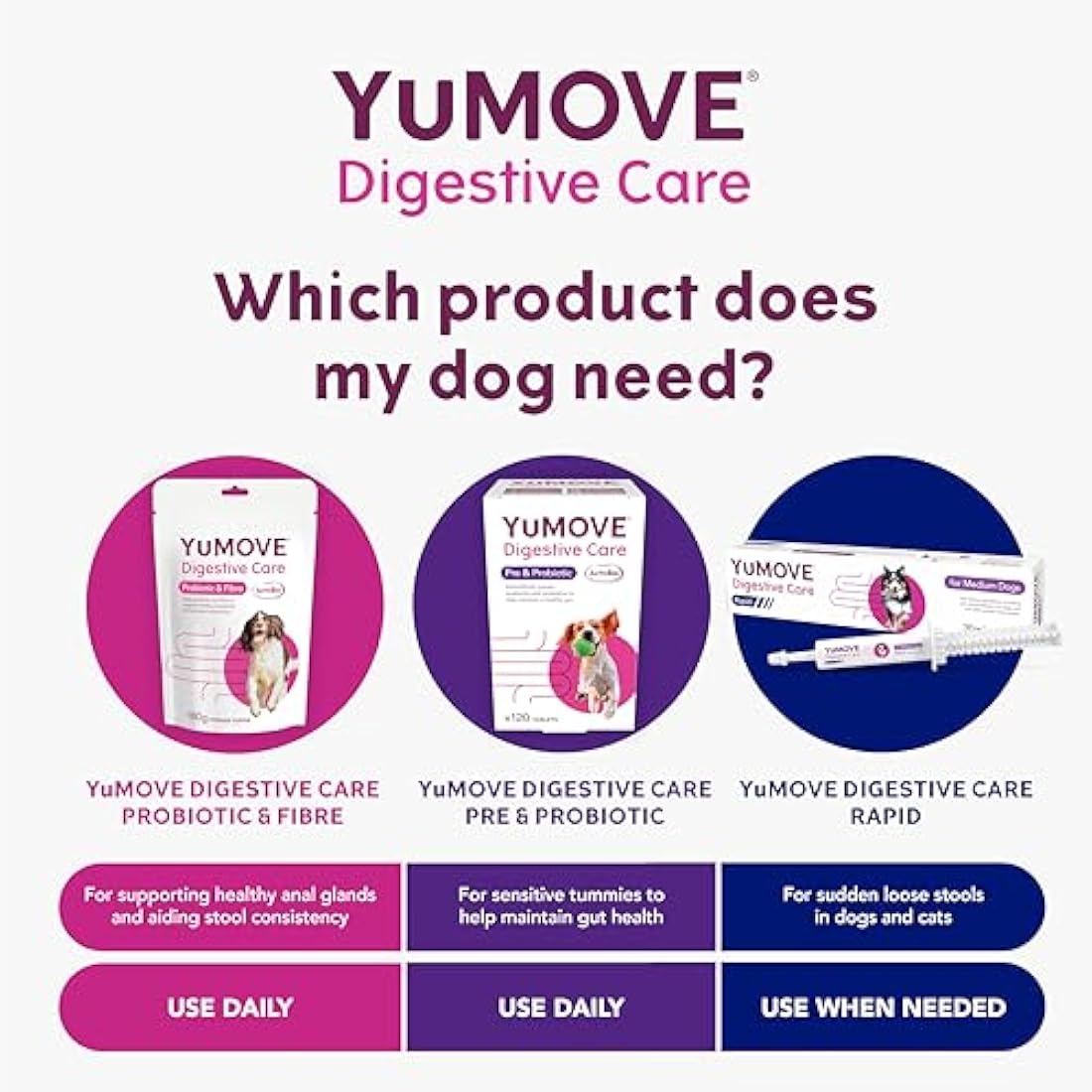 YuMOVE Digestive Care & Fibre, Dog Pre and Probiotic Supplement for Gut Health, Digestive and Anal Glande Support, All Ages and Breeds with Sensitive Digestion, 180g