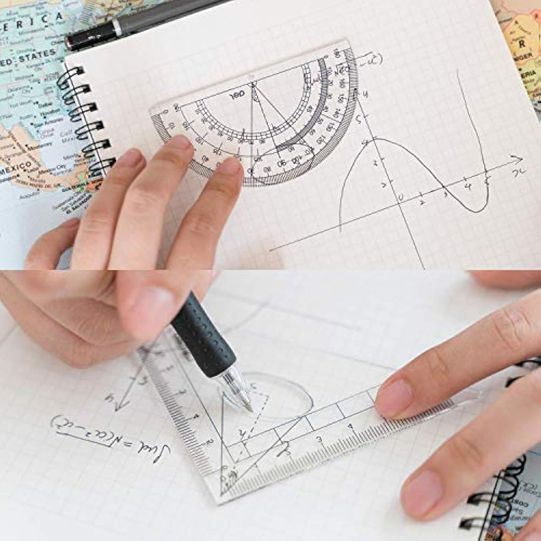 Maths Set Geometry Set Muscccm Compass Set 8 Pieces School Supplies Drawing Compass Protractor Set Rulers for Student in Carry Case