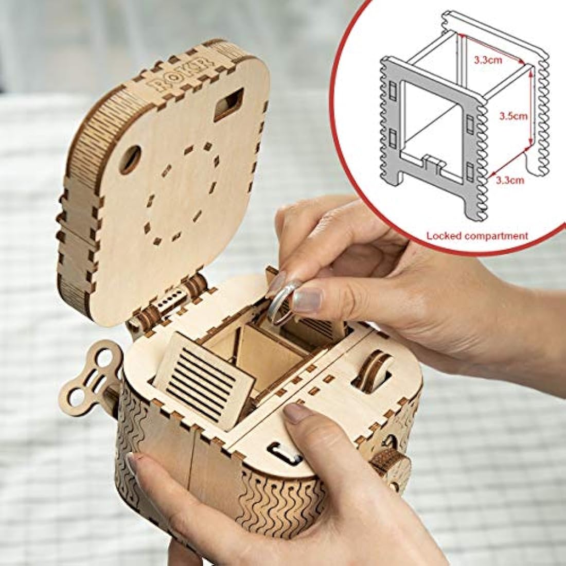 ROKR 3D Wooden Puzzle Treasure Box - Model Kits For Adult - Puzzle Box Model Building Kits - Christmas Birthday Gifts For Teens and Adults