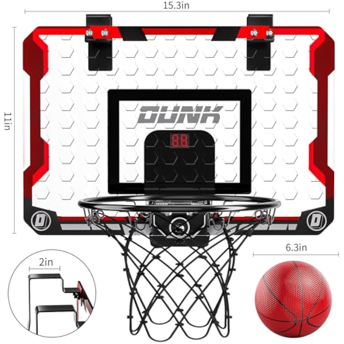 TEMI Basketball Hoop Indoor With 4 Balls, Over The Door for Kids and Adults, Toy Gift for Boys Girls Age 3-12 Years