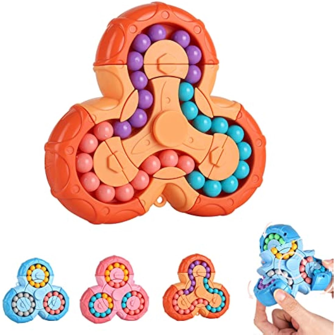 Magic Bean Rotating Cube Toy,Fidget Toy Spinner Ball Sorting Game Puzzle Brain Training Handheld Spinning Decompression Toy,Jigsaw Bean Toy Gifts for Kids,Teens,Adults Rotating Finger Cube Toy