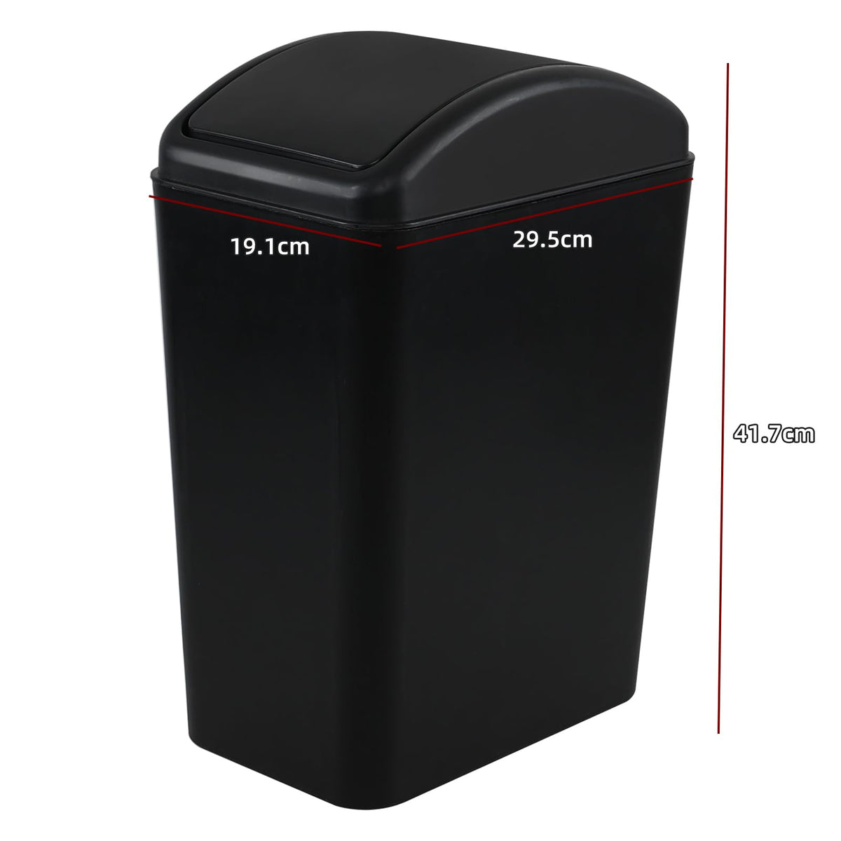 Afromy 15L Plastic Swing Top Trash Can, Slim Garbage Can, Black
