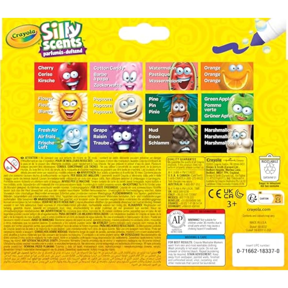 CRAYOLA Silly Scents Broadline Washable Markers - Assorted Colours (Pack of 12) | Unique Sweet Scents & Colours! | Ideal for Kids Aged 3+