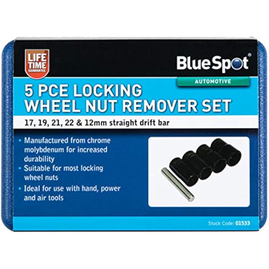 Blue Spot Tools 01533 5 PCE Locking Wheel Nut Remover Set