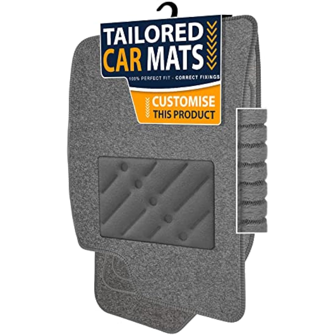 Car Mats FOR BMW 5 Series (F10 / F11) 2013-2016 Grey Carpet & Grey Ribbed Trim & Grey Rectangle Heel Pad [SAPP-1521]