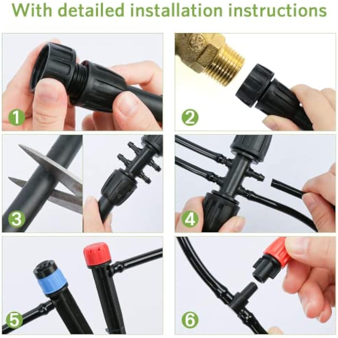 MIXC 226 FT Drip Irrigation System Kit, Automatic Watering System for Garden Greenhouse with 1/4" & 1/2" Tubing - Adjustable Nozzles & Sprinklers for Garden, Greenhouse, Lawn, Potted Plants