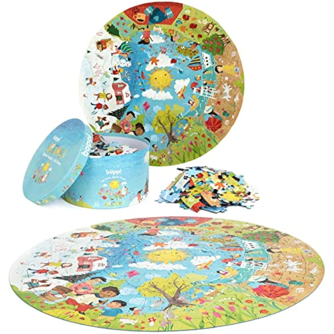Boppi puzzles for 5+ year olds / 150 Piece Round Circle Jigsaw Puzzles for Kids Aged 5-8 Made with 100% Recycled Card – Seasons