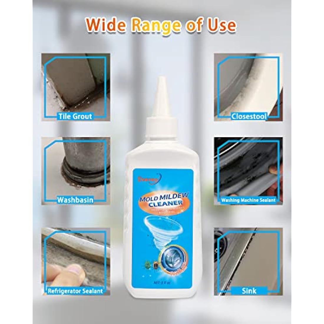 Deuvuo Mould Remover Gel UK 280g, 2 Pack Mold And Mildew Remover Gel With Brush For Washing Machine, Mould Extreme Gel For Bathroom, Painted Walls, Tiles, Ceiling, Window Seals, Wood (2x 5Fl Oz)