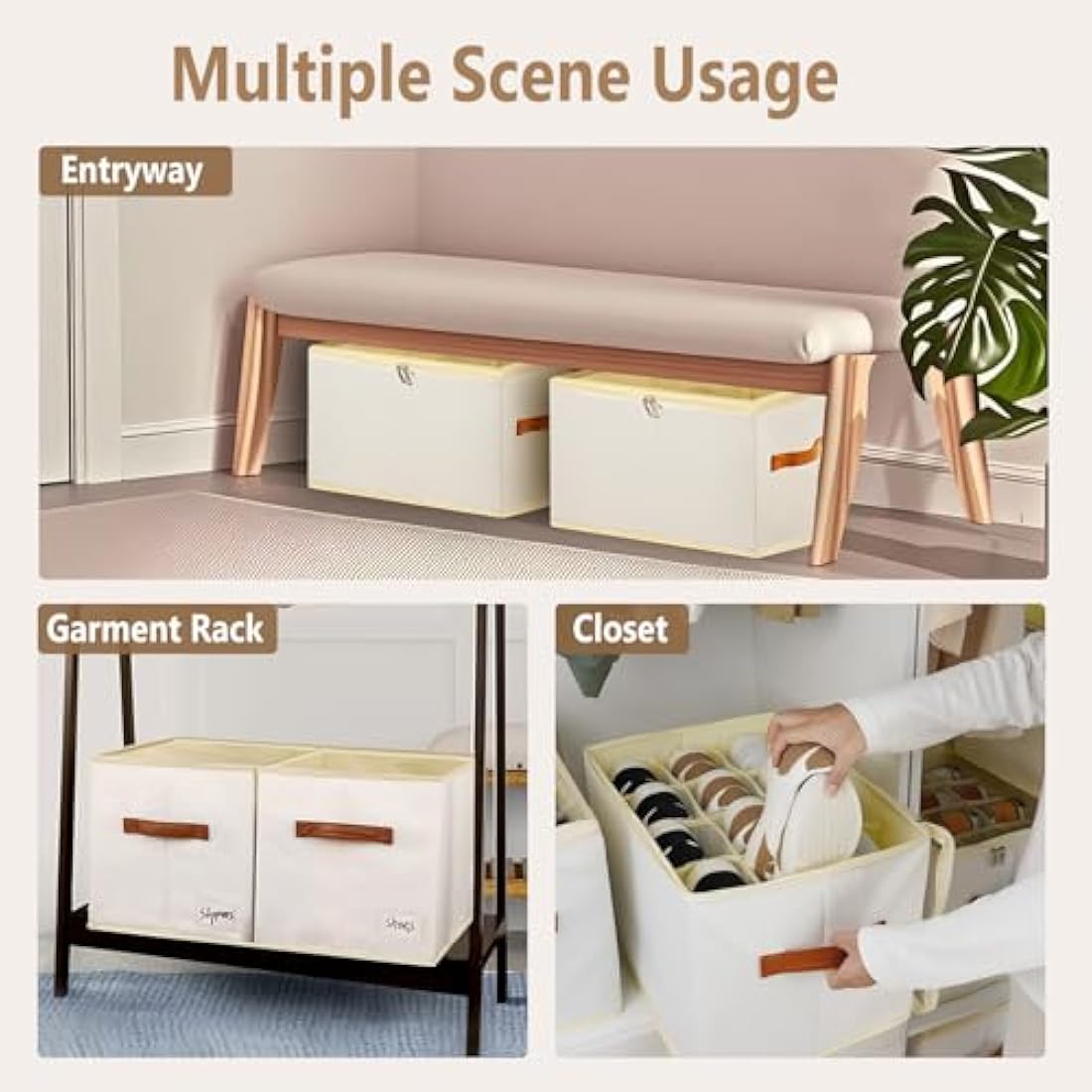 Patinao 2 Pack Shoe Storage Box Organiser for Closet - 24 Cell Space Saver Shoes Containers Bin with Clear Lids Stackable, Can Fit Ottoman, Foldable Shoe Rack Cabinet Cubby for Wardrobe