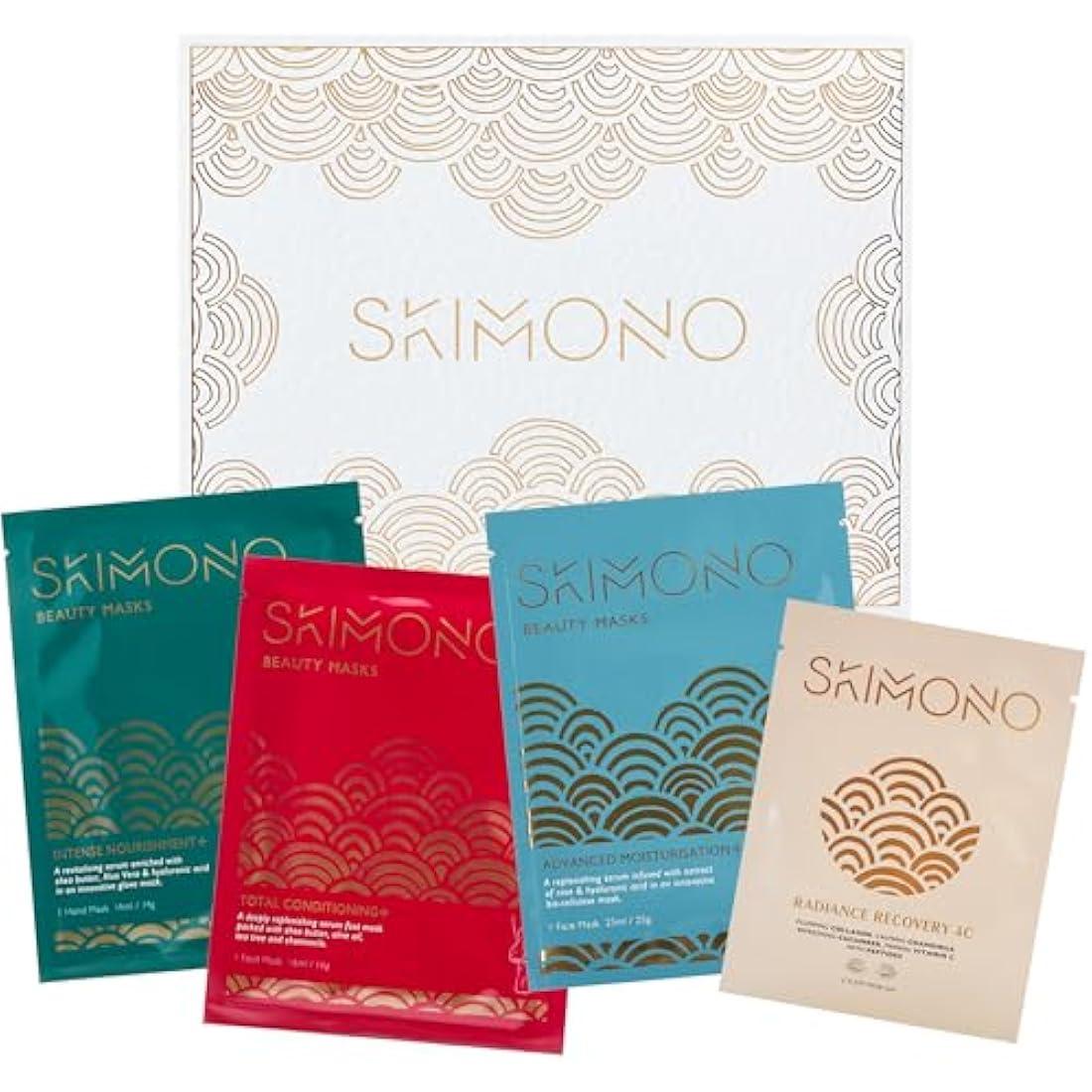 Skimono Super Indulgence Set - 4 Pack Facial Masks, Eye Masks, Hand & Foot Masks, Skincare Gift for Women, Hydrates & Nourishes