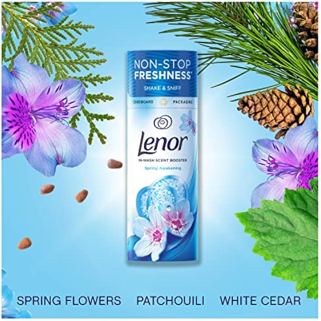 Lenor Laundry Perfume In-Wash Scent Booster Beads 6 Packs x 245g - Spring Awakening, Non-Stop Freshness for Up to 12 Weeks in Storage