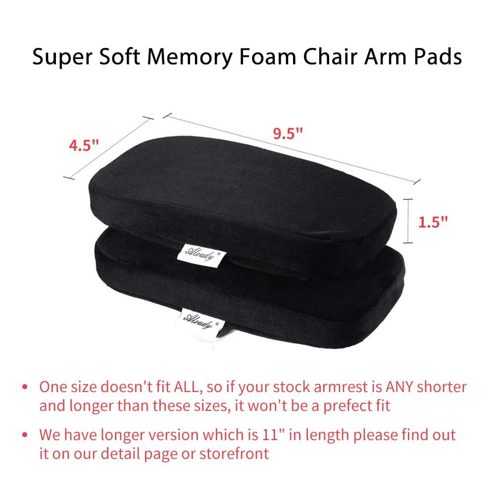Aloudy Ergonomic Memory Foam Office Chair Armrest Pads, Comfy Gaming Chair Arm Rest Covers for Elbows and Forearms Pressure Relief