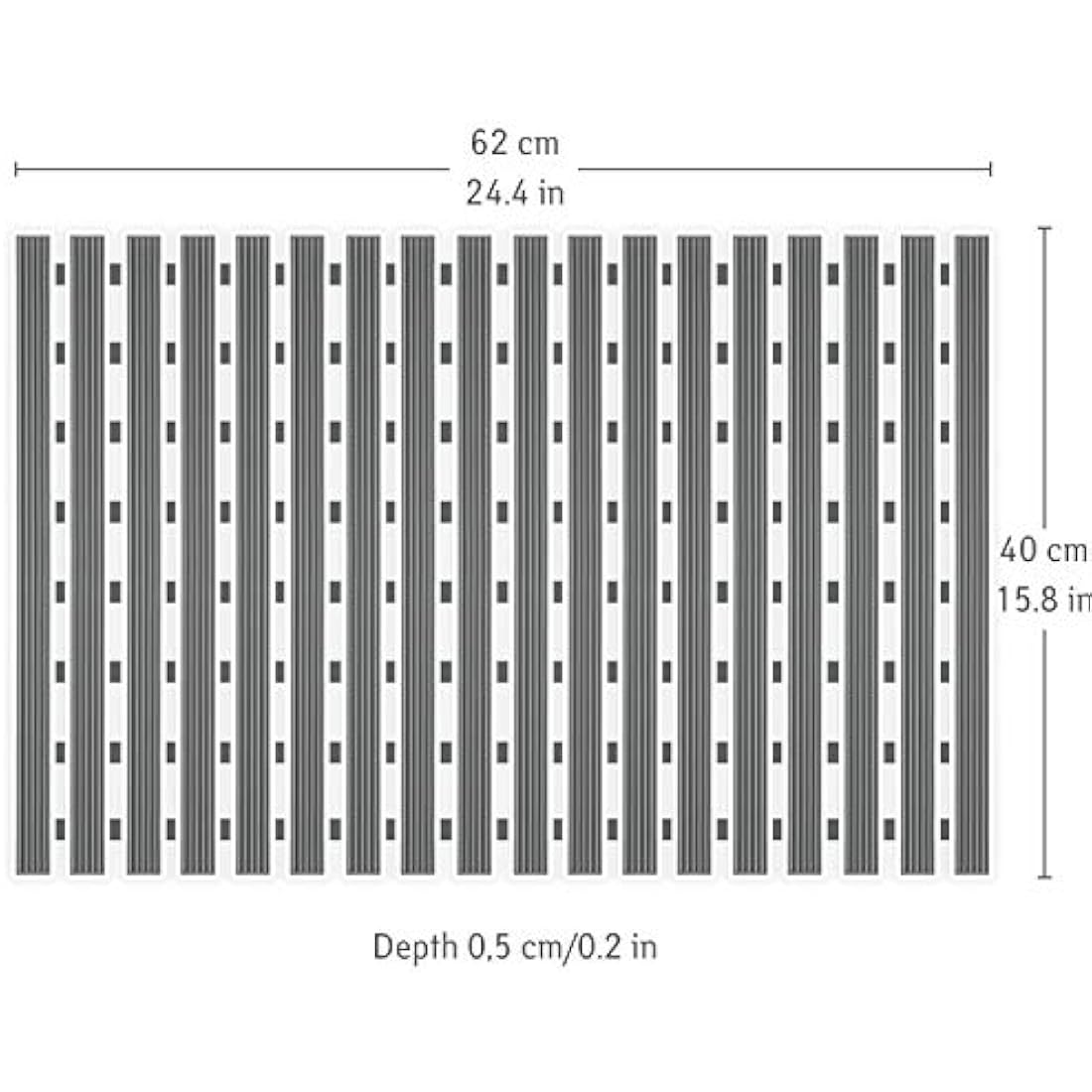 Tatkraft Bond Non-Slip Bath Mat, 62x40cm (24.4x15.7in), Fast Drying, Inside Shower/Bathtub Mat, Bathroom Floor Antislip Mat, PP frame and PVC anti-slip surface, 126 Strong Suctions Cups, Anti Mould