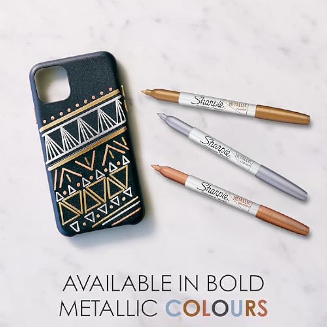 Sharpie Metallic Permanent Markers | Fine Point | Gold | 12 Count