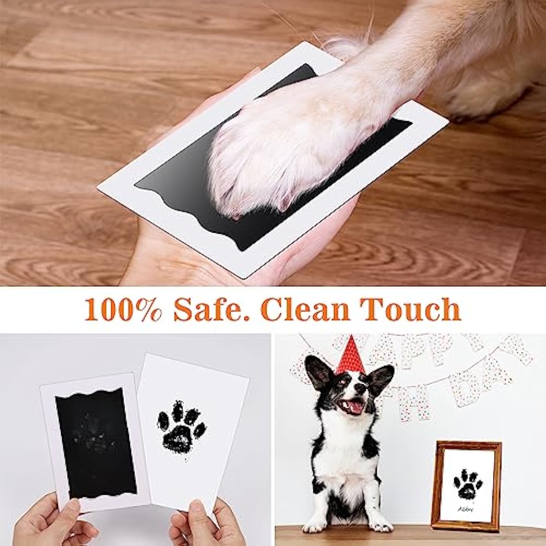 Nabance Baby Handprint and Footprint Kit, Paw Print Kit for Dogs & Cats, 4 Inkless Print Pads, 8 Imprint Cards, Dog Paw Print Kit, Pet Paw Stamp Pads, Pawprint Family Keepsake Kit, Medium Size