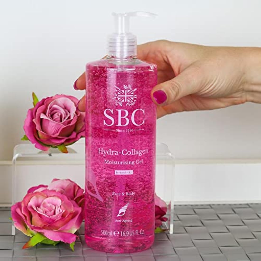 SBC Skincare Hydra-Collagen Moisturising Gel - 1000ml | Anti-Ageing Collagen Gel | Oil-Free Lightweight Face And Body Moisturiser Gel | Collagen Skincare Gel | Collagen Body Lotion