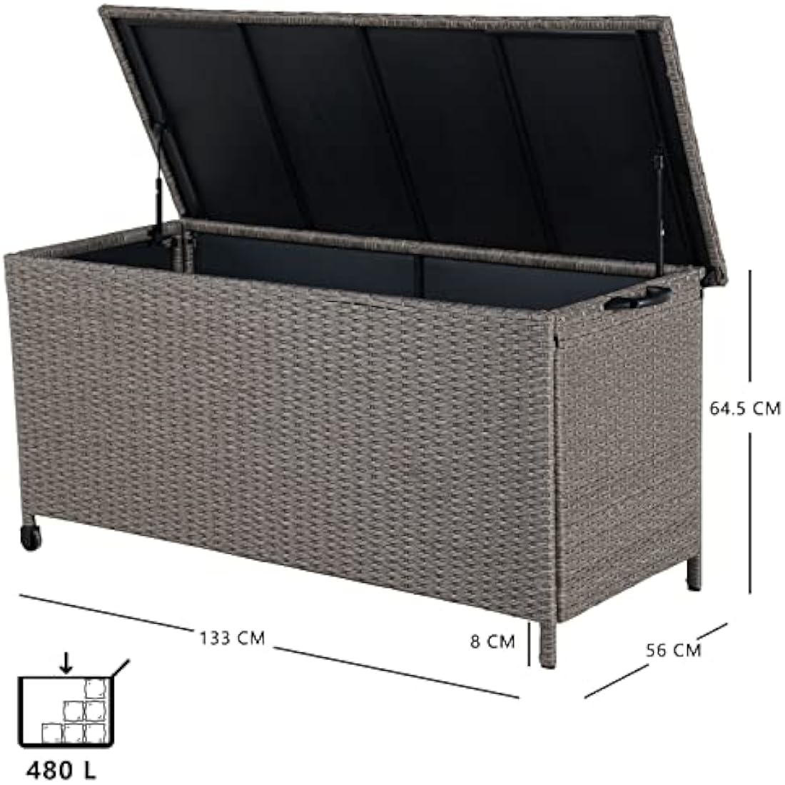 Grand patio Deck Box Outdoor 480L Large Storage Box with Lid Graden Furniture Storage Box Cushion Box with Smooth Wheels Easy to Move Storage Containers for Tools Pool Accessory Pillows -Light Brown