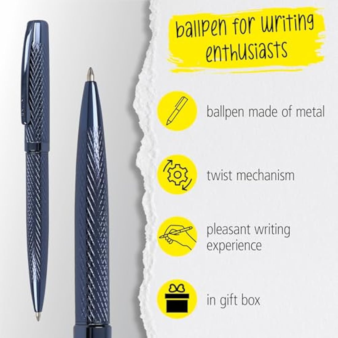 Online Set Eleganza Fountain Pen & Ballpen & Leather Case I Colour: Blue I Nib Size M I Metal Clip I Retractable Biro I Fountain-Pen for Standard Ink Cartridges Or Converter I In Gift Box