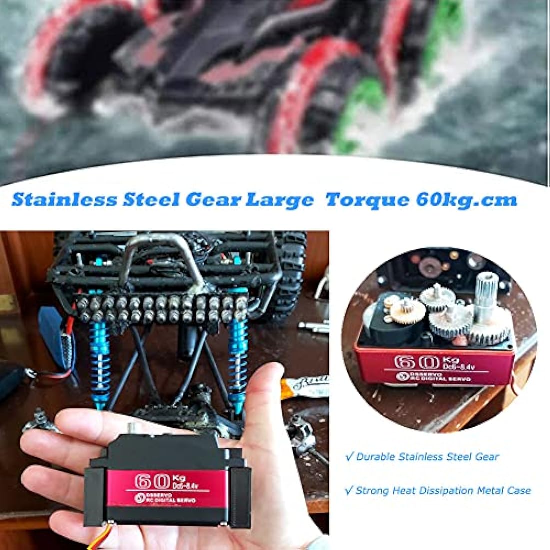 ANNIMOS 60KG Digital Servo 8.4V High Voltage Stainless Steel Gear Large Torque High Speed Waterproof 1/5 Baja Servos - 270 Degrees