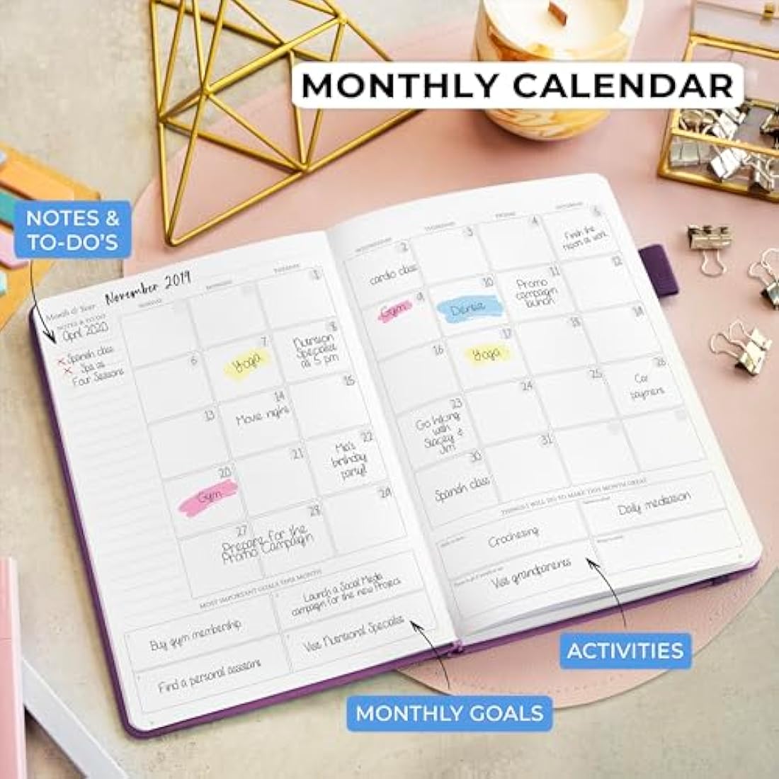 Legend Planner Daily for 3 Months – Undated Monthly Weekly & Daily Planner to Hit Goals. Organizer & Productivity Journal, A5 (Dark Purple)