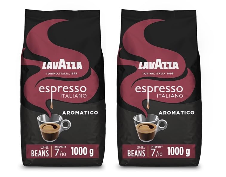 Lavazza Espresso Aromatico, Arabica and Robusta Light Roast Coffee Beans, 1 kg Pack x2