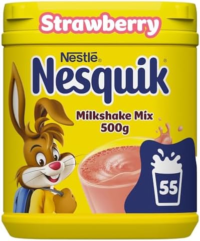 Nesquik Strawberry Flavoured Milkshake Powder, with Vitamin D, 500g Tub (Pack of 10)