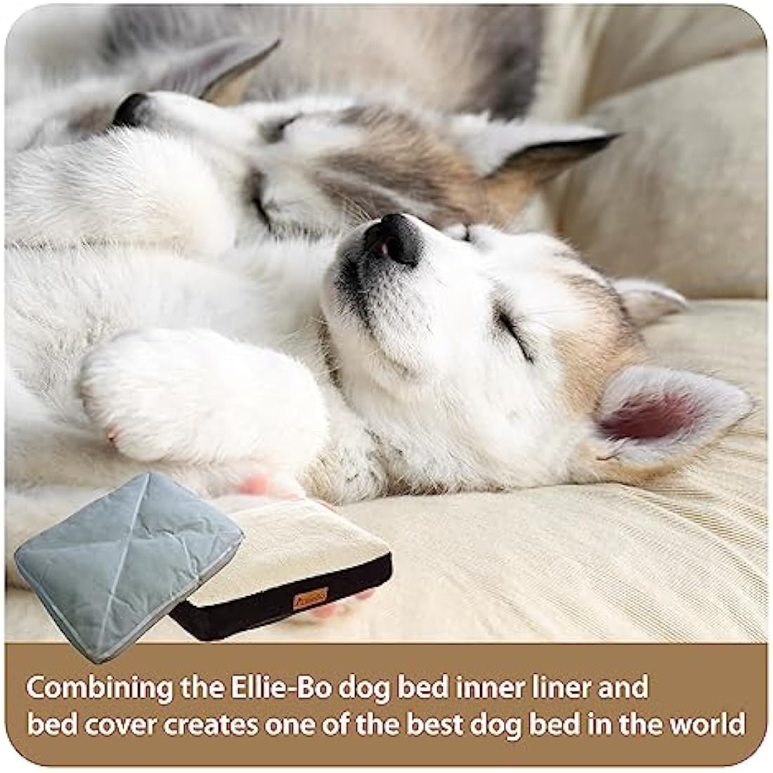 Ellie-Bo Large Dog Bed for 36-inch Dog Cage/Crate - Black Faux Suede/Sheepskin