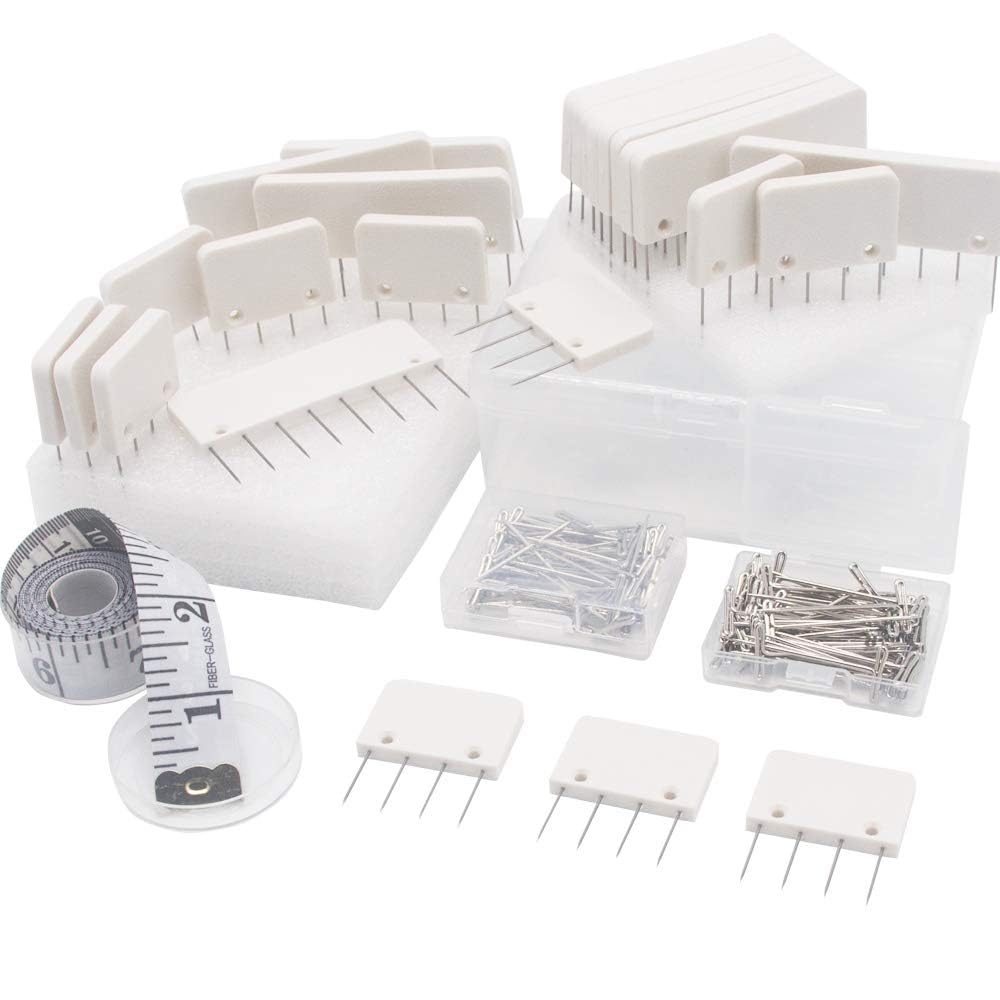 LAMXD Knit Blockers & Pin Kit,Knit Blocking Combs ? Set of 25 Combs for Blocking Knitting, Crochet, Lace or Needlework Projects ? Extra 100 T-pins ?