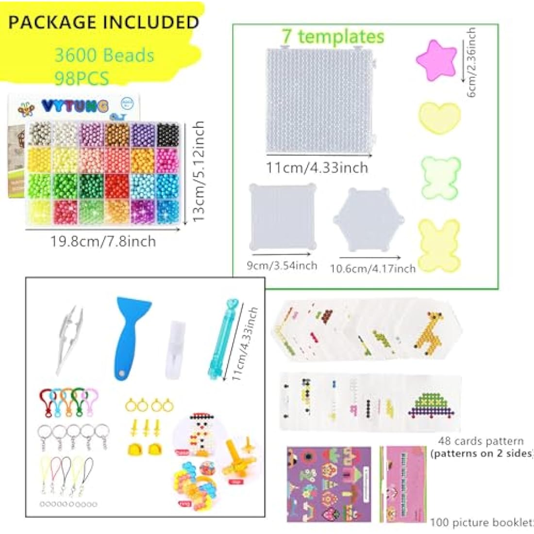 Vytung Water Fuse Beads 3600 pcs 24 Colors(6 Jelly) for Kids Beginners Activity Pack (24 Color Pack)