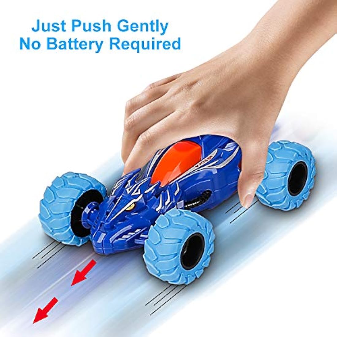 m zimoon Monster Truck Toys, 2pcs Pull Back Cars Inertia Friction Powered Car 360°Rotating Stunt Dragon Push and Go Vehicles Toys Christmas Birthday Gifts for 3-7 Years Old Boys Girls(Blue, Black)