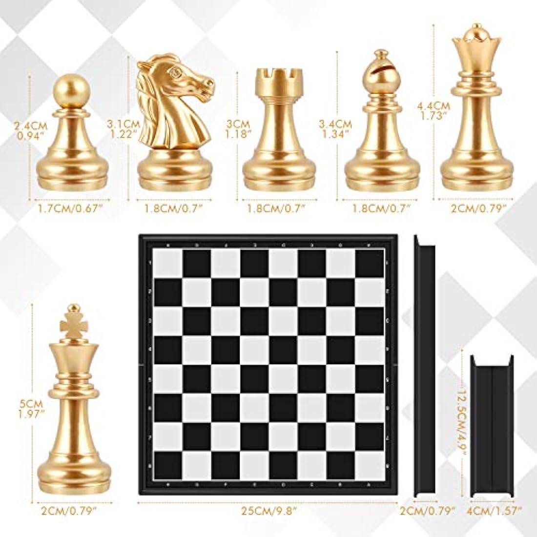 Peradix Travel Chess Board Set - Magnetic Chess Pieces, Portable/Foldable Board, Educational Toys for Kids/Adults, Traditional Game Gift, 2 Players, Ages 7+