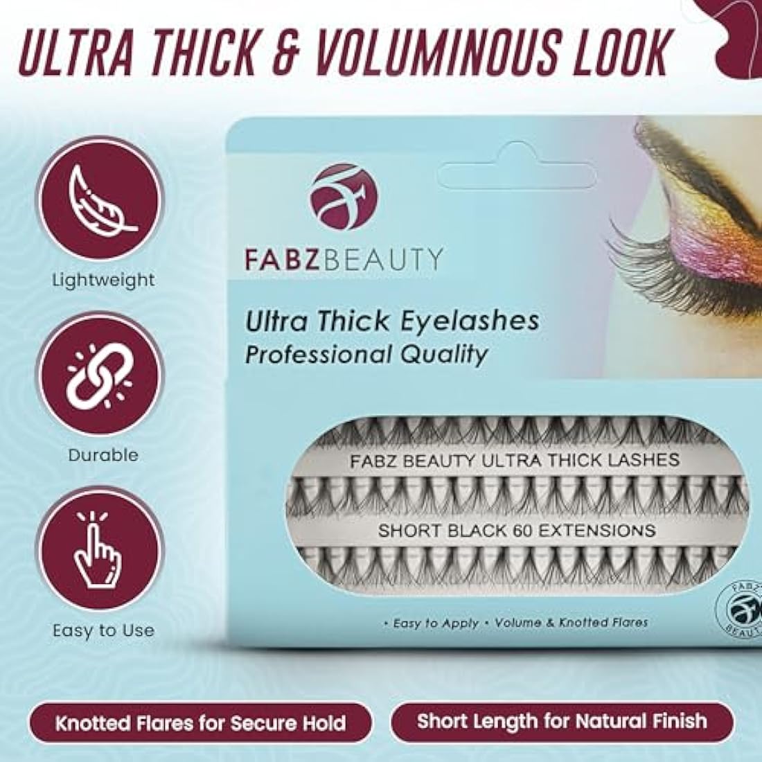 Individual Cluster Eyelashes False Extension | Ultra Thick Knotted Cat Eye Lash Clusters | Lightweight and Waterproof for a Stunning Look (Short 8 mm)