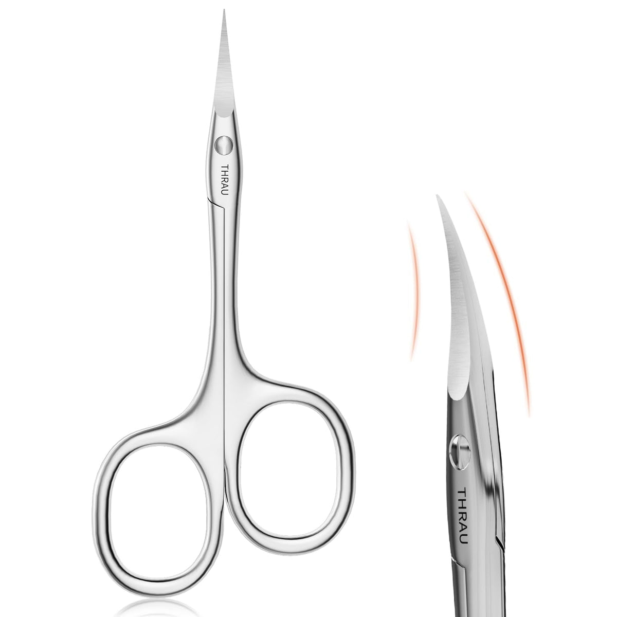 THRAU Left Handed Cuticle Scissors Extra Fine Curved Cuticle Cutter for Manicure Pedicure, Small Scissors Precise Pointed Tip Cuticle Trimmer Grooming