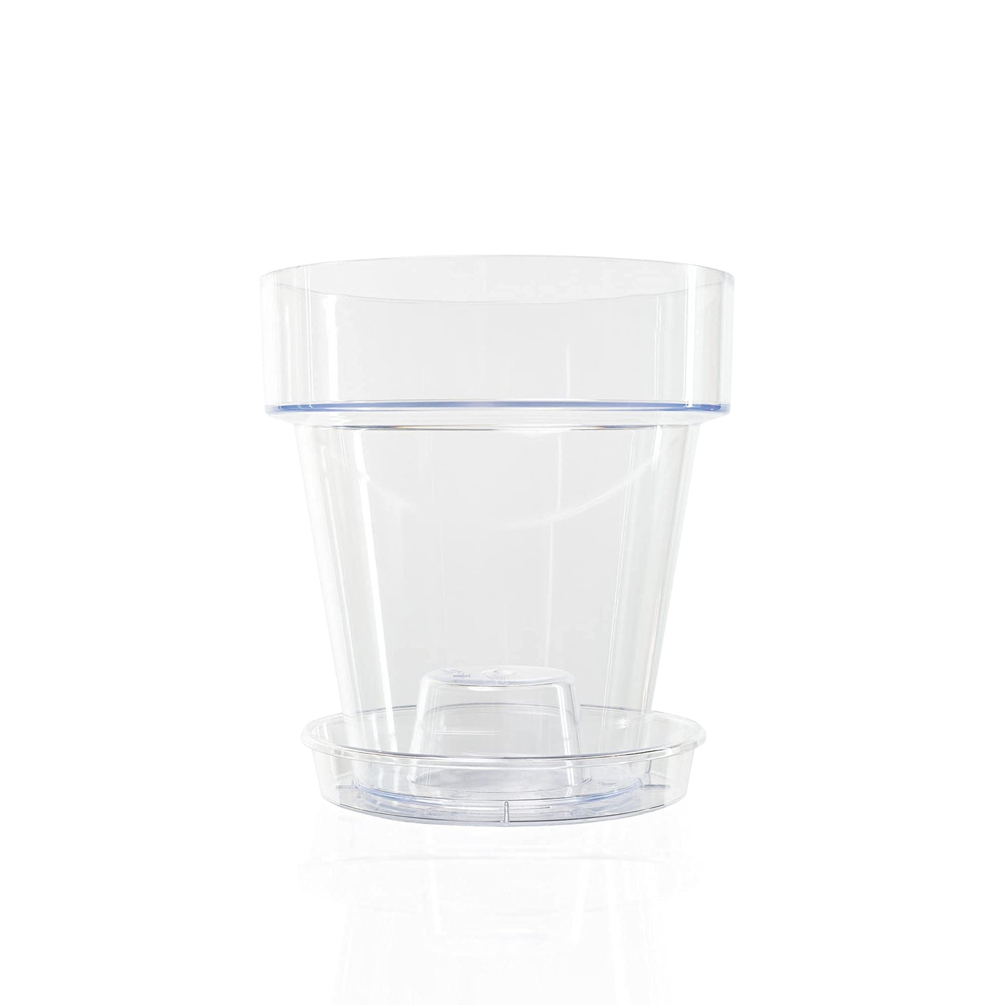 Kalapanta Transparent Plastic Pot for Orchids, with Drainage Holes and Saucer (2, ? 16 cm)