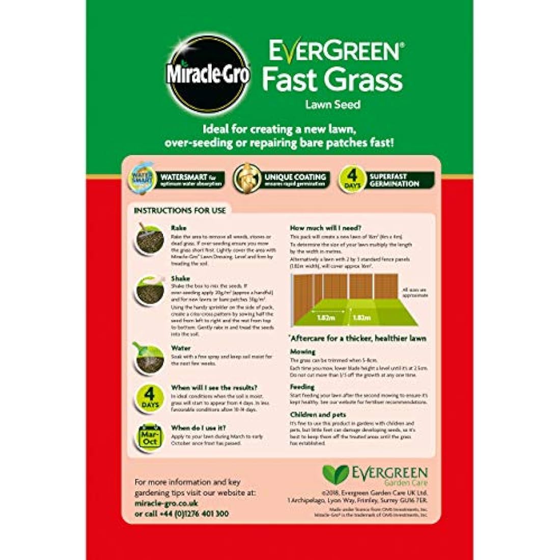 Miracle-Gro EverGreen Fast Grass Lawn Seed 480g