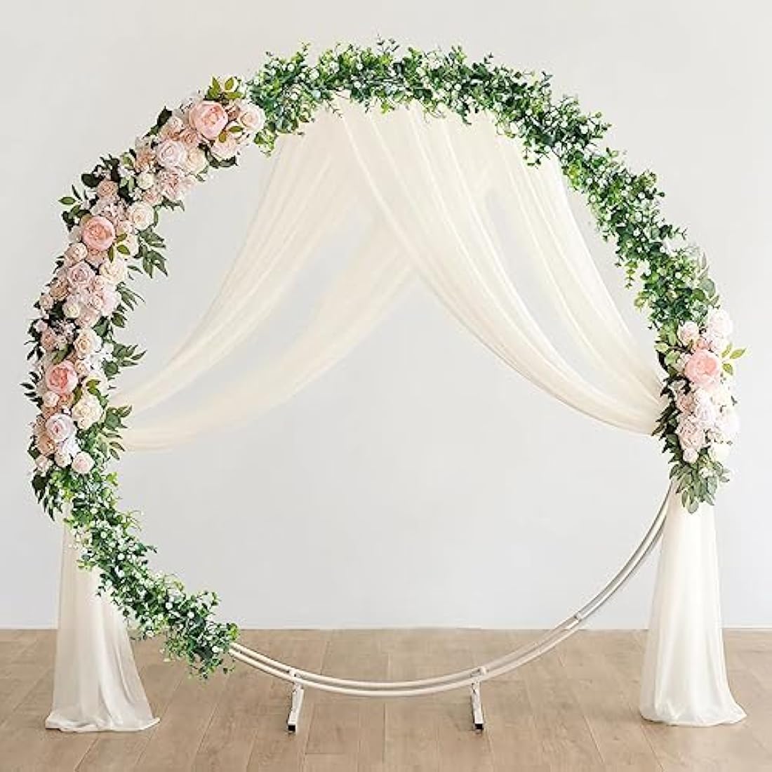 LOMOHOO 2PCS 12FT Artificial Eucalyptus Garland With White Flowers, Fake Leaves Green Garland Artificial Foliage Garland, Greenery Garlands for Home Decoration Wedding Backdrop Table Arch Wall Decor