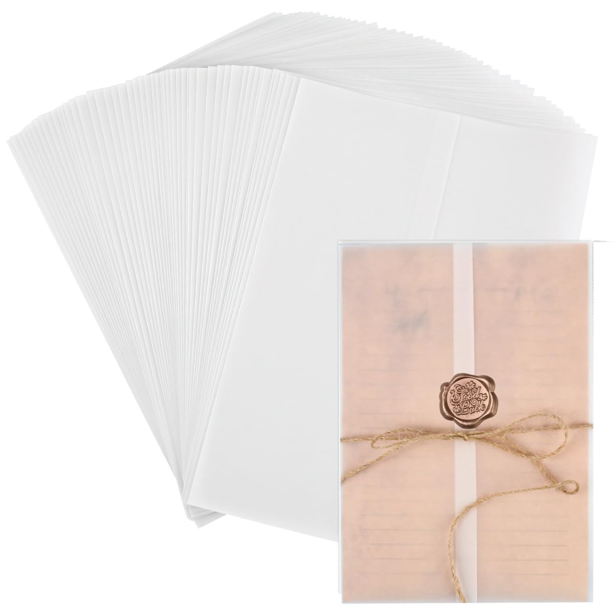 50pcs Vellum Jackets for Invitations Printable, 15x22cm Pre-Folded A5 Vellum Paper for Wedding Invitations, Vellum Jacket Translucent Vellum Wrap