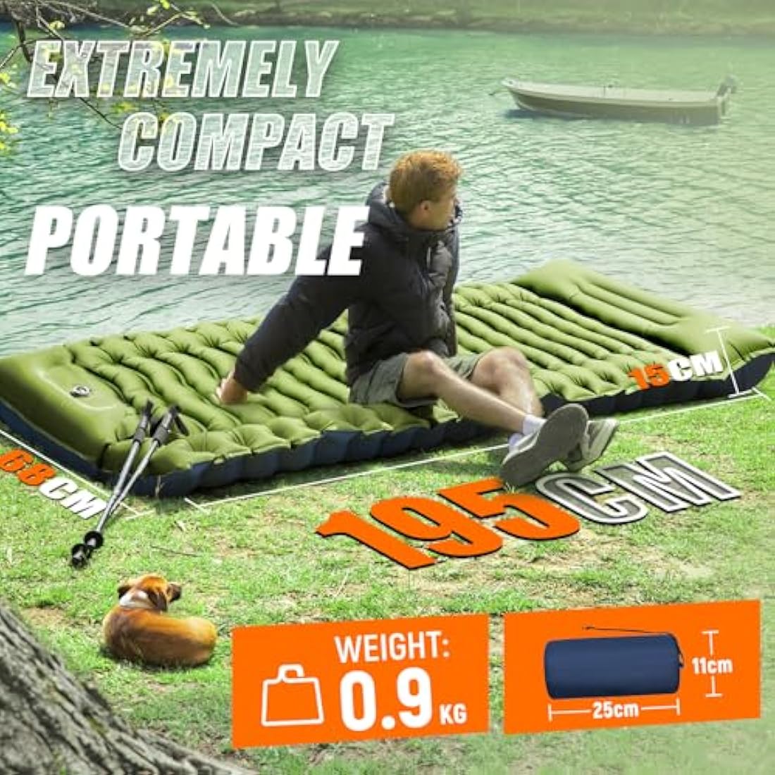 Yuzonc Camping Sleeping Pad, Ultralight Inflatable Camping Mat with Pillow Built-in Foot Pump Portable Inflatable Sleeping Pads Compact for Outdoor Camping, Backpacking, Hiking, Tents
