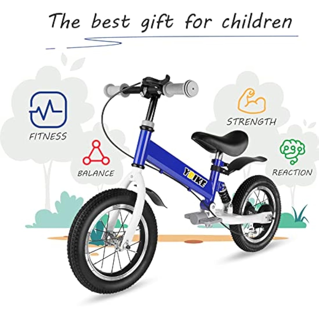 YBIKE 2 in 1 Balance Bike, 12 14 Inch Kids Bike, Suitable for 2-7 Years Old, Kids' Balance Bike with Pedal, Shock Absorber, Fenders, Brakes, 4 Colors Training Bike