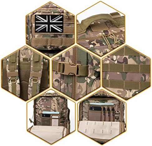 QT&QY 45L Military Tactical Backpacks Molle Army Assault Pack 3 Day Bug Out Bag Hiking Treeking Camouflage Hunting Rucksack